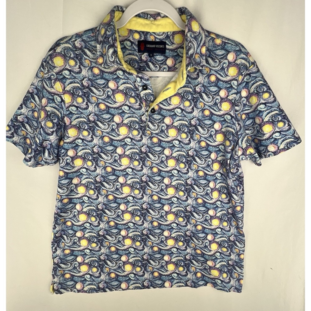 Luchiano Visconti Polo Shirt Mens Unisex‎ Size Small 100% Cotton A Starry Night